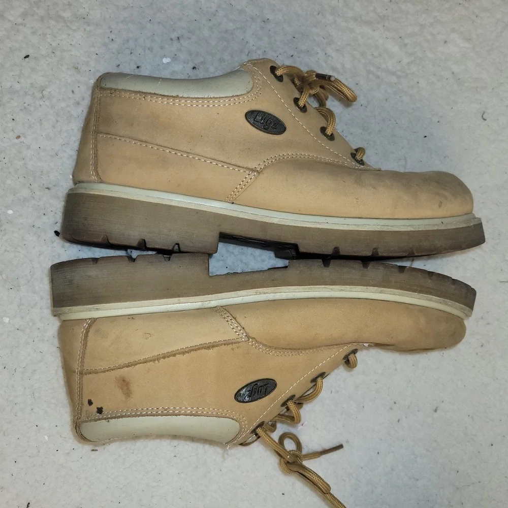 Lugz Tan Nubuck Leather Work Shoes Men's 9 Lace Up Low Ankle Boots‎